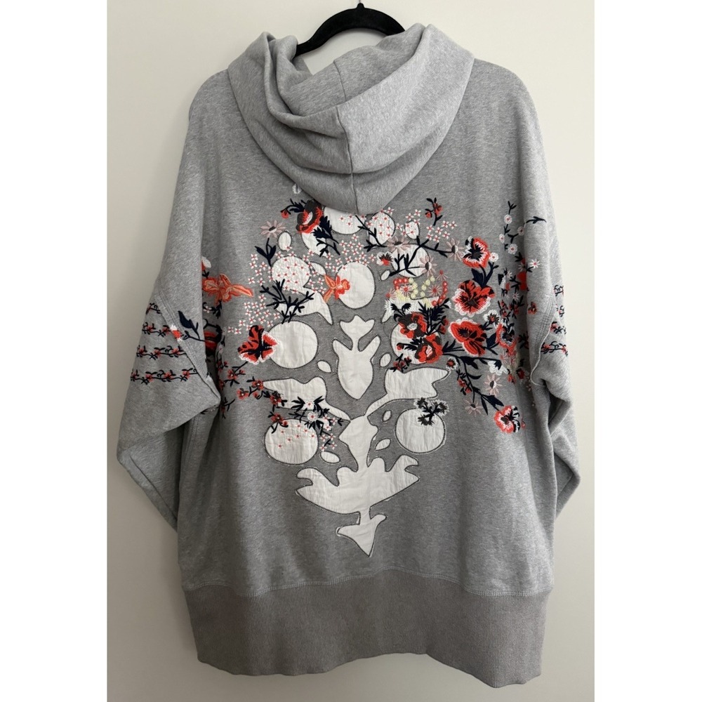 Free People Movement "At‎ My Best" Embroidered Hoodie Grey Women's Size Small